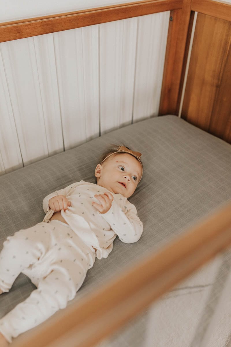 Little Unicorn Cotton Muslin Fitted Crib Sheet - Nickel - UN0071