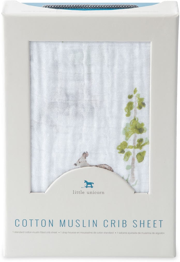 Little Unicorn Cotton Muslin Fitted Crib Sheet - Oh Deer - UN0042