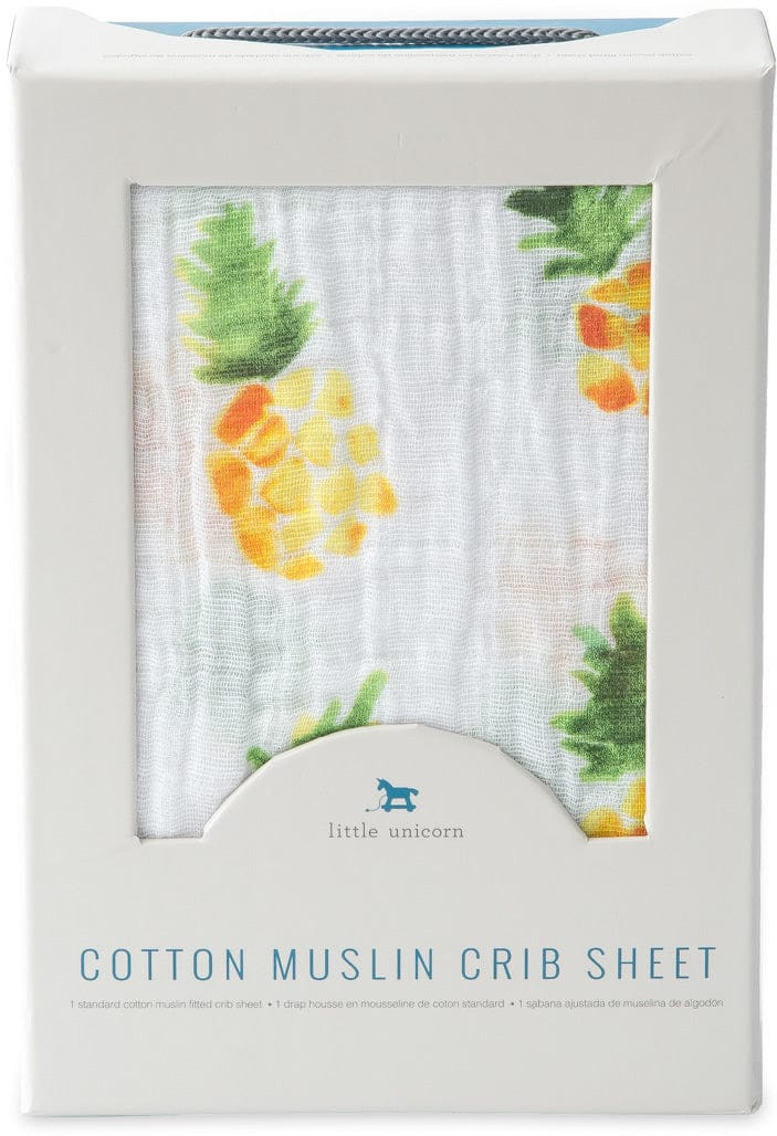 Little Unicorn Cotton Muslin Fitted Crib Sheet - Pineapple - UN0049