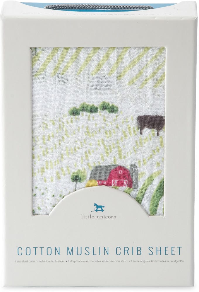 Little Unicorn Cotton Muslin Fitted Crib Sheet - Rolling Hills - UN0033