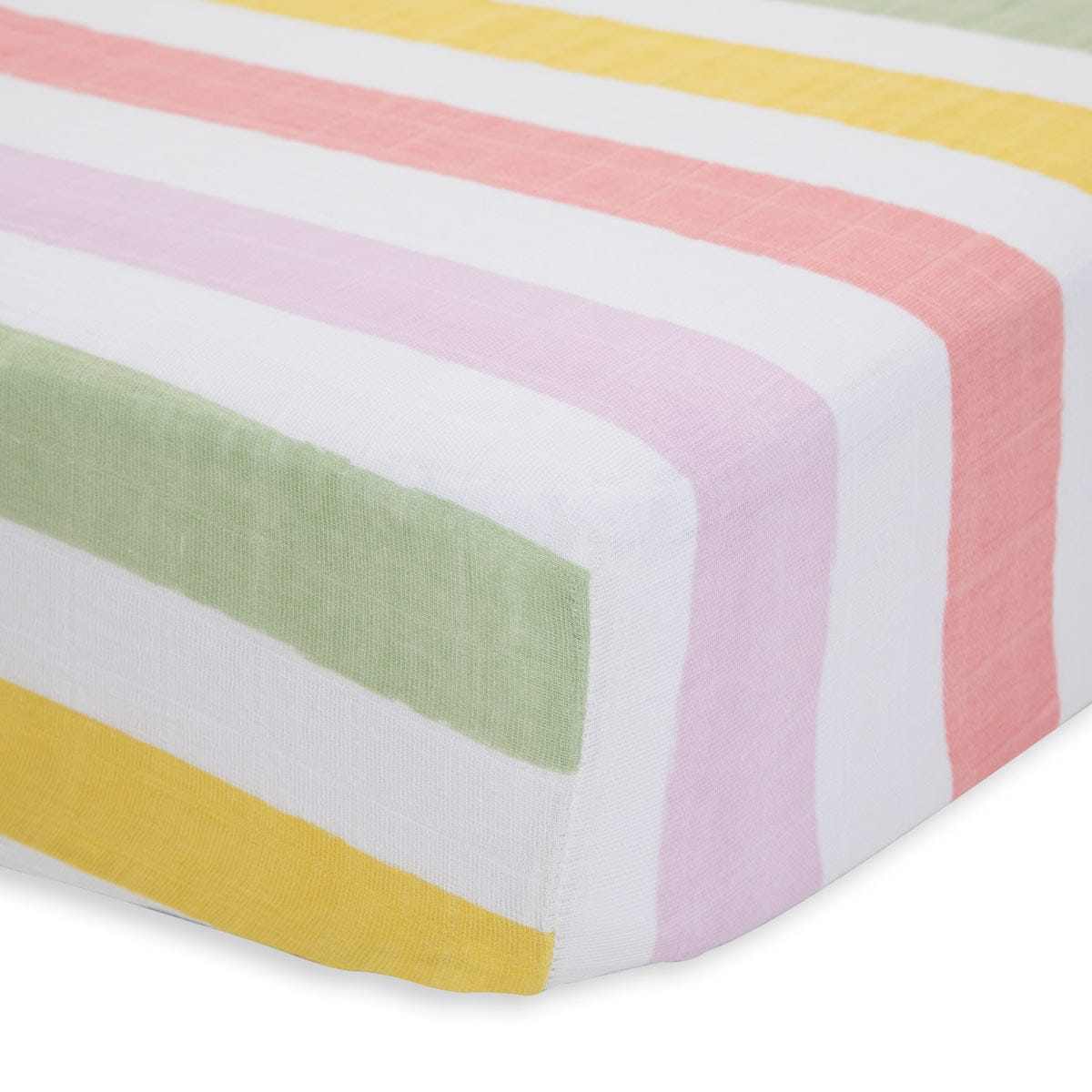 Little Unicorn Cotton Muslin Fitted Crib Sheet - Cabana Stripe - UN0017