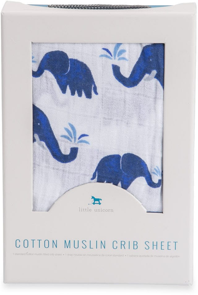 Little Unicorn Cotton Muslin Fitted Crib Sheet - Indie Elephant