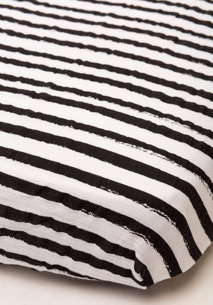 Little Unicorn Cotton Muslin Fitted Sheet - Ink Stripe