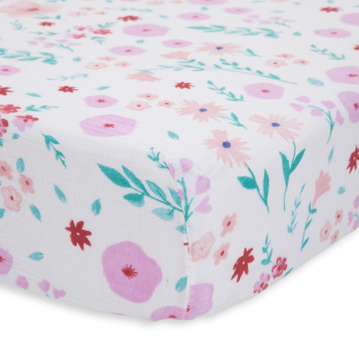 Little Unicorn Cotton Muslin Fitted Crib Sheet - Morning Glory - UN0022