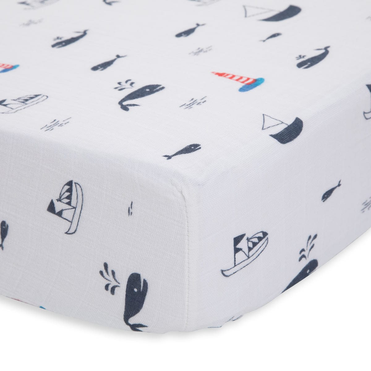 Little Unicorn Cotton Muslin Fitted Crib Sheet - Nautical Harbor - UN0014