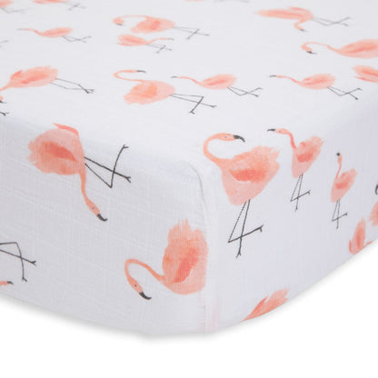 Little Unicorn Cotton Muslin Fitted Crib Sheet - Pink Ladies - UN0029