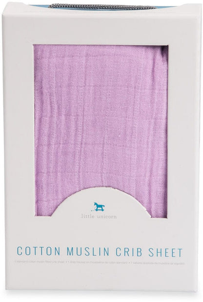 Little Unicorn Cotton Muslin Fitted Crib Sheet - Pink Lilac - UN0021