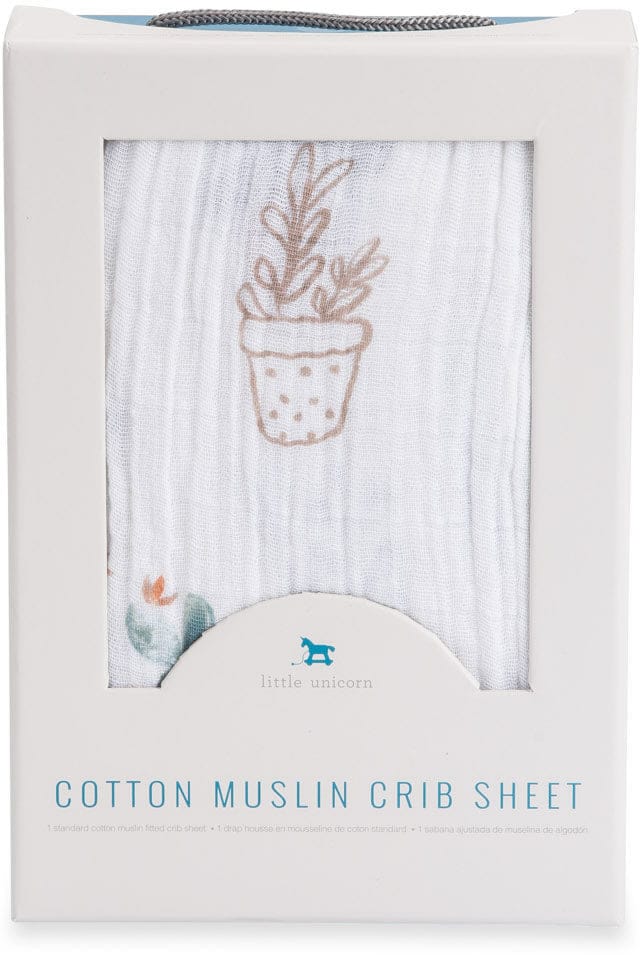 Little Unicorn Cotton Muslin Fitted Crib Sheet - Prickle Pots - UN0027