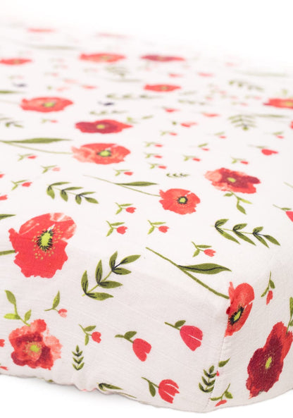 Little Unicorn Cotton Muslin Fitted Sheet - Summer Poppy - UN0000