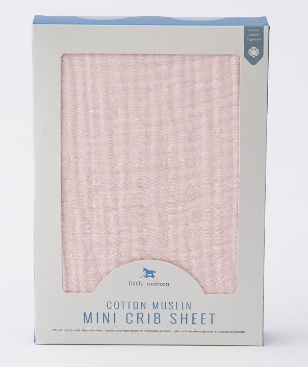 Little Unicorn Cotton Muslin Mini Crib Sheet - Blush - UN0910