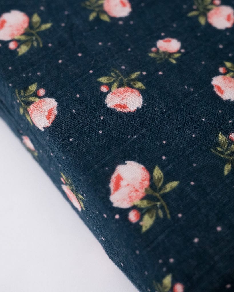 Little Unicorn Cotton Muslin Mini Crib Sheet - Midnight Rose - UN0912