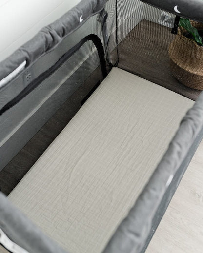 Little Unicorn Cotton Muslin Mini Crib Sheet - Warm Grey - UN0909