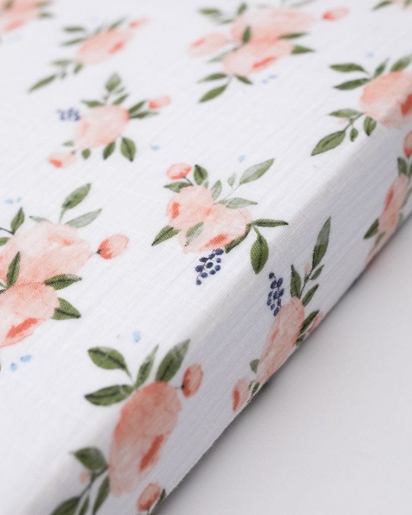 Little Unicorn Cotton Muslin Mini Crib Sheet - Watercolor Roses - UN0913