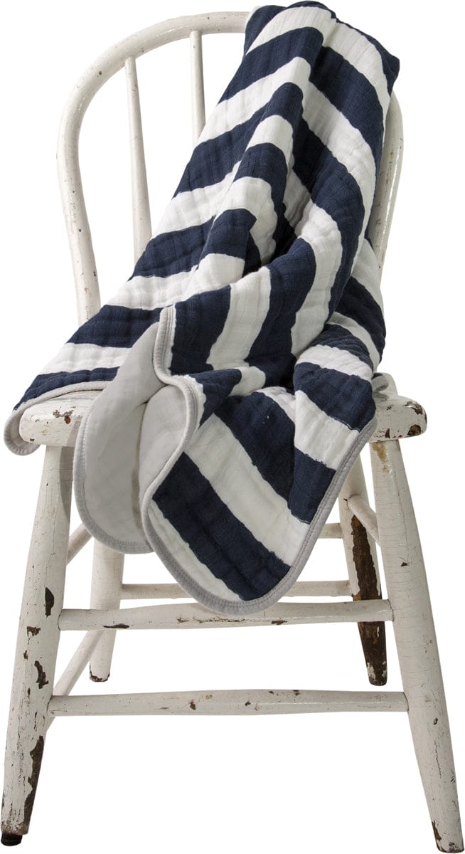 Little Unicorn Cotton Muslin Quilt - Navy Stripe - UB0202