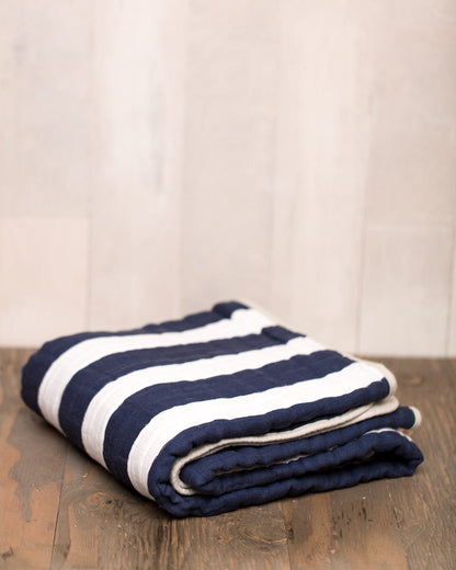 Little Unicorn Cotton Muslin Quilt - Navy Stripe - UB0202