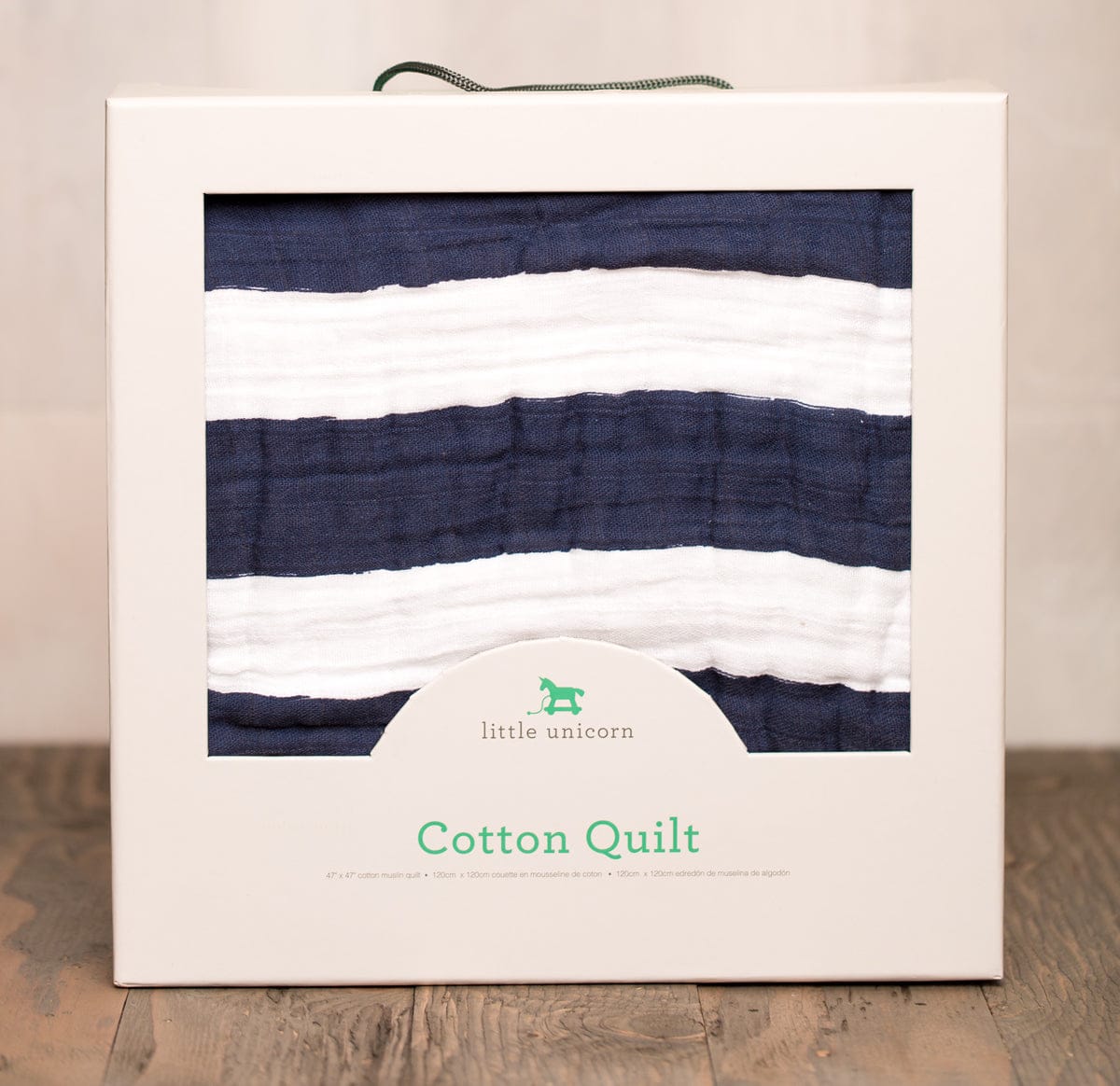 Little Unicorn Cotton Muslin Quilt - Navy Stripe - UB0202