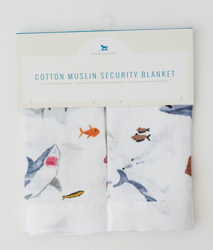 Little Unicorn Cotton Muslin Security Blanket 2-Pack - Shark
