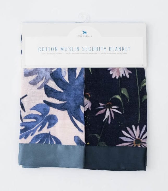 Little Unicorn Cotton Muslin Security Blanket, 2 Pack Tropical Pink + Dark Coneflower - UB0337
