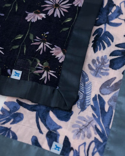 Little Unicorn Cotton Muslin Security Blanket, 2 Pack Tropical Pink + Dark Coneflower - UB0337