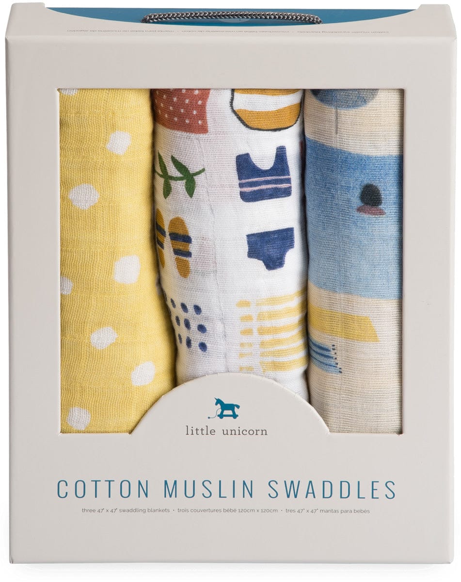 Little Unicorn Cotton Muslin Swaddle 3-Pack - Beach - UB0024