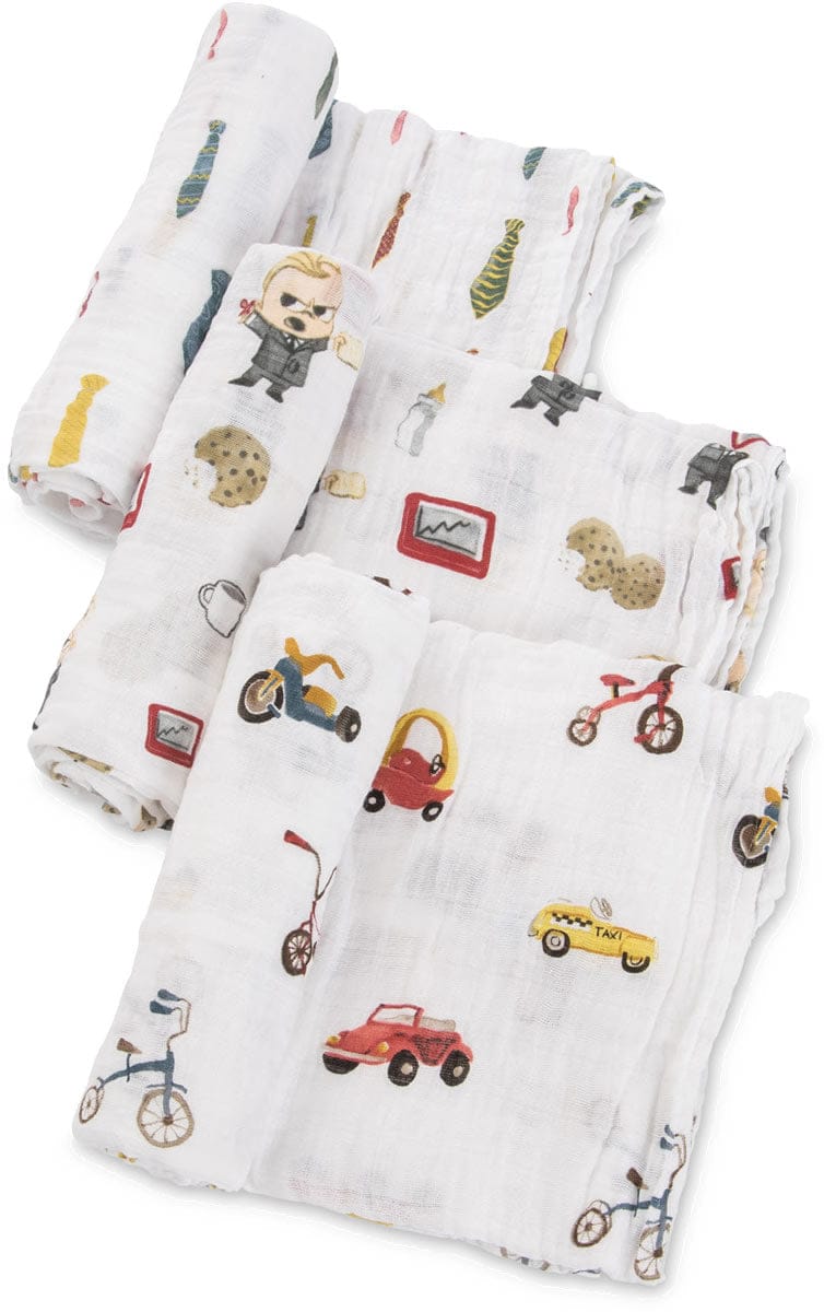 Little Unicorn + The Boss Baby Cotton Muslin Swaddle 3 Pack - Cookies are for Closers