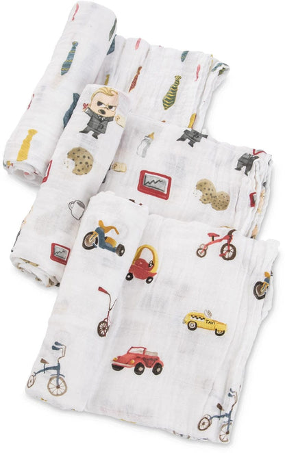 Little Unicorn + The Boss Baby Cotton Muslin Swaddle 3 Pack - Cookies are for Closers