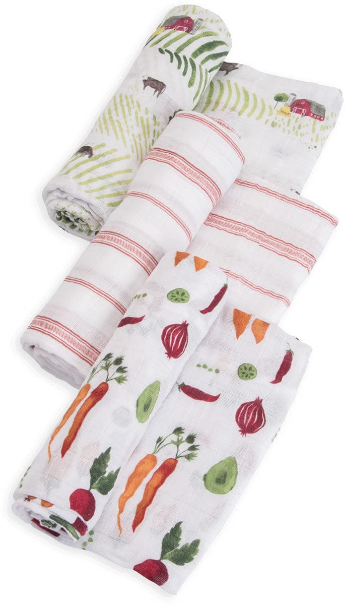 Little Unicorn Cotton Muslin Swaddle 3 Pack - Farmers Market - UB0014