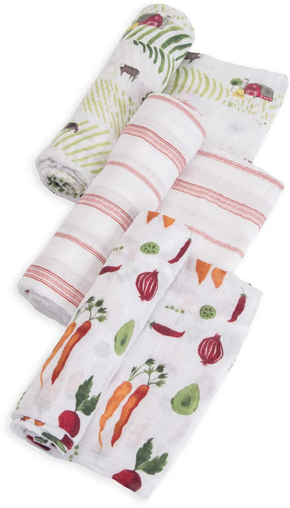 Little Unicorn Cotton Muslin Swaddle 3 Pack - Farmers Market - UB0014