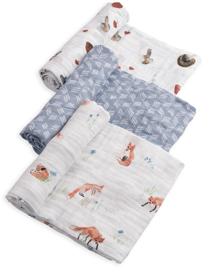 Little Unicorn Cotton Muslin Swaddle 3-Pack - Fox - UB0022