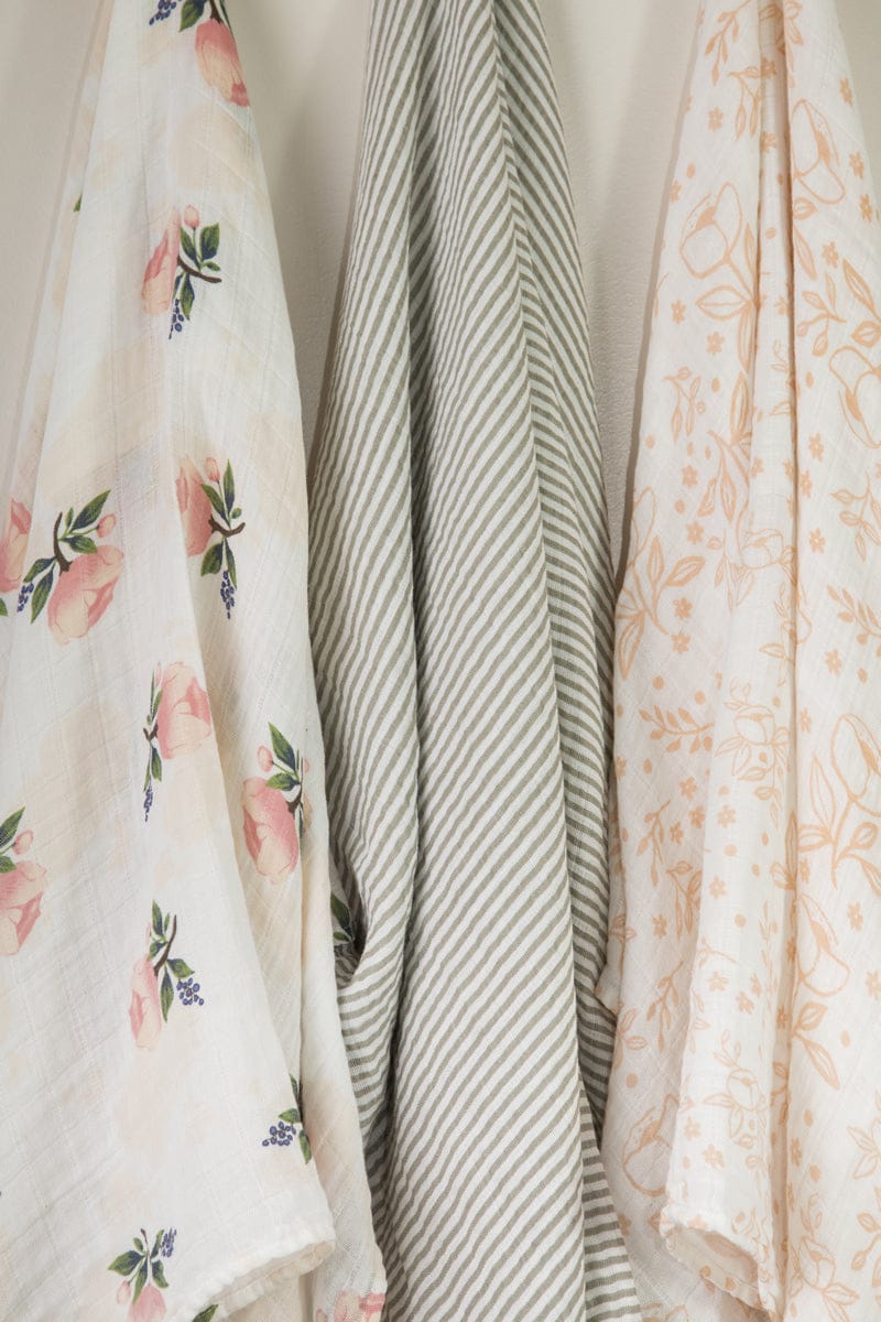 Little Unicorn Cotton Muslin Swaddle 3-Pack - Garden Rose - UB0003