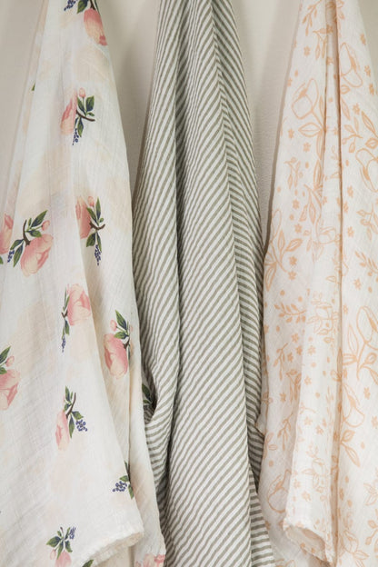 Little Unicorn Cotton Muslin Swaddle 3-Pack - Garden Rose - UB0003