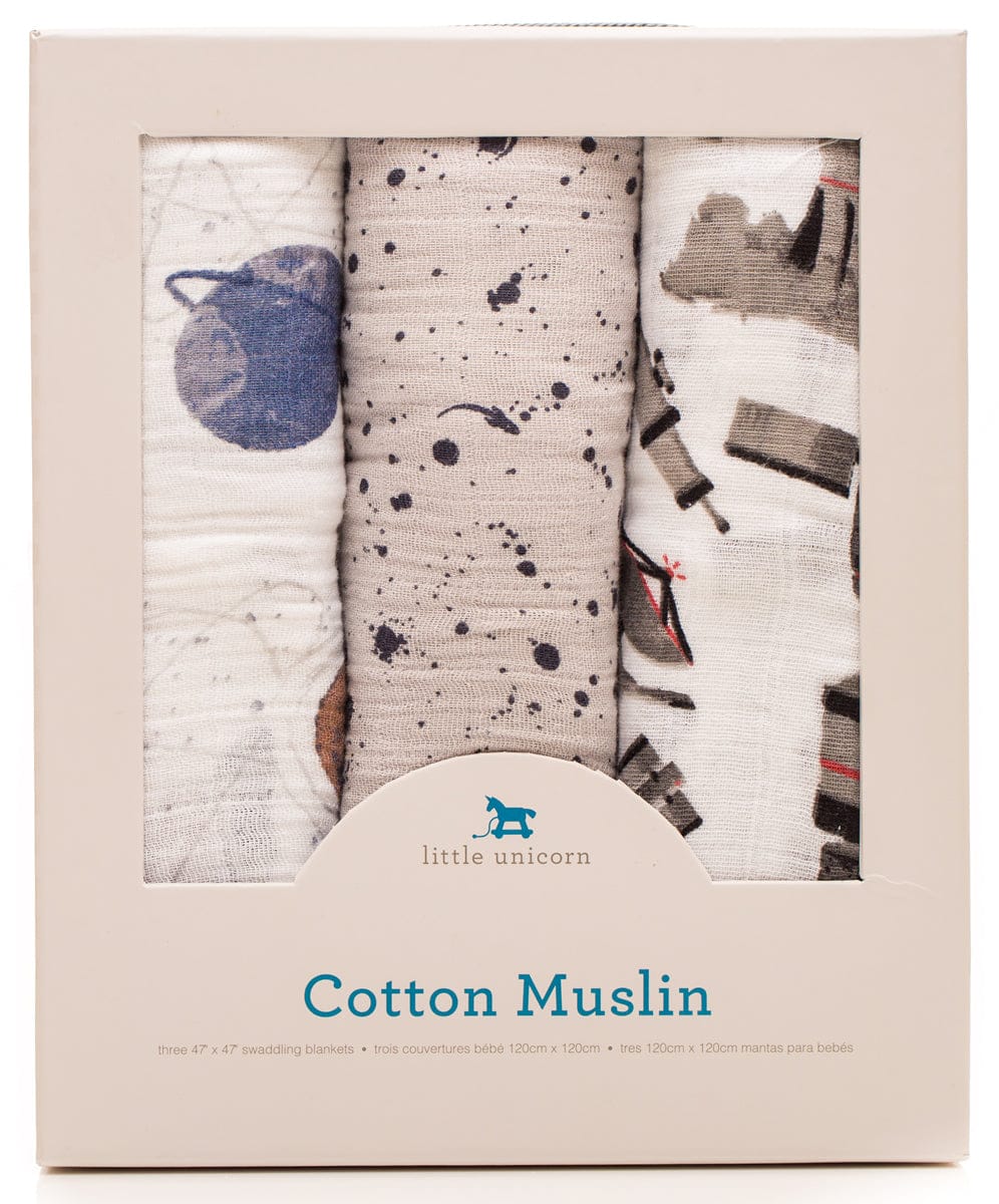 Little Unicorn Cotton Muslin Swaddle 3-Pack - Ground Control - UB0012
