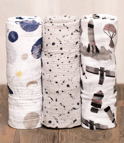 Little Unicorn Cotton Muslin Swaddle 3-Pack - Ground Control - UB0012