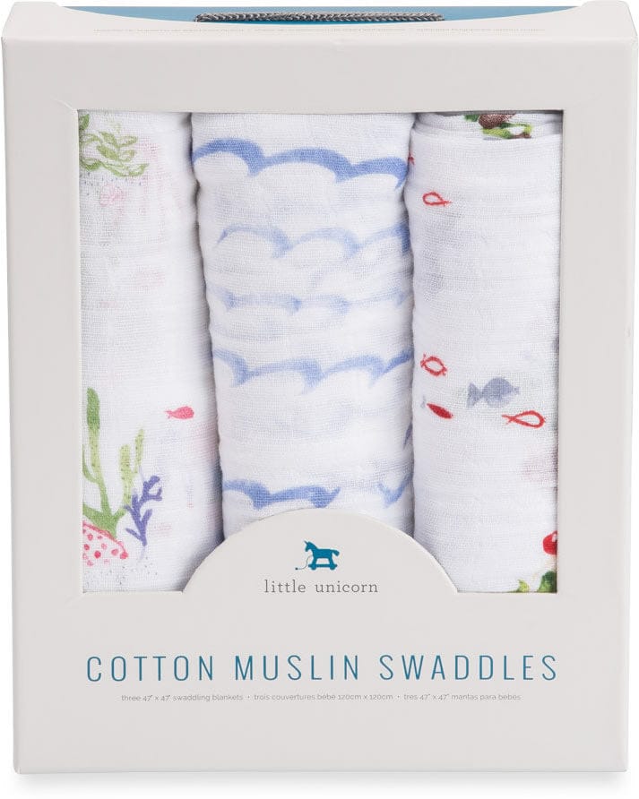 Little Unicorn Cotton Muslin Swaddle 3 Pack - Mermaid Set - UB0016