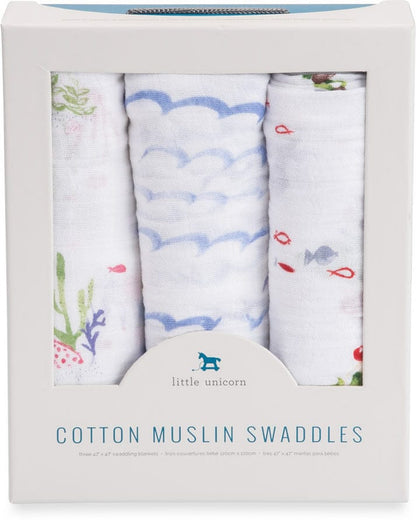 Little Unicorn Cotton Muslin Swaddle 3 Pack - Mermaid Set - UB0016