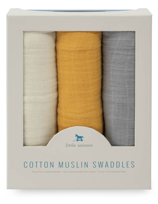 Little Unicorn Cotton Muslin Swaddle 3 Pack - Mustard Set - UB0038