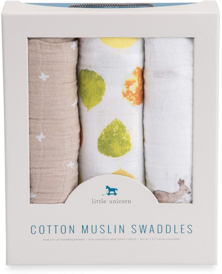Little Unicorn Cotton Muslin Swaddle 3 Pack - Oh Deer - UB0018
