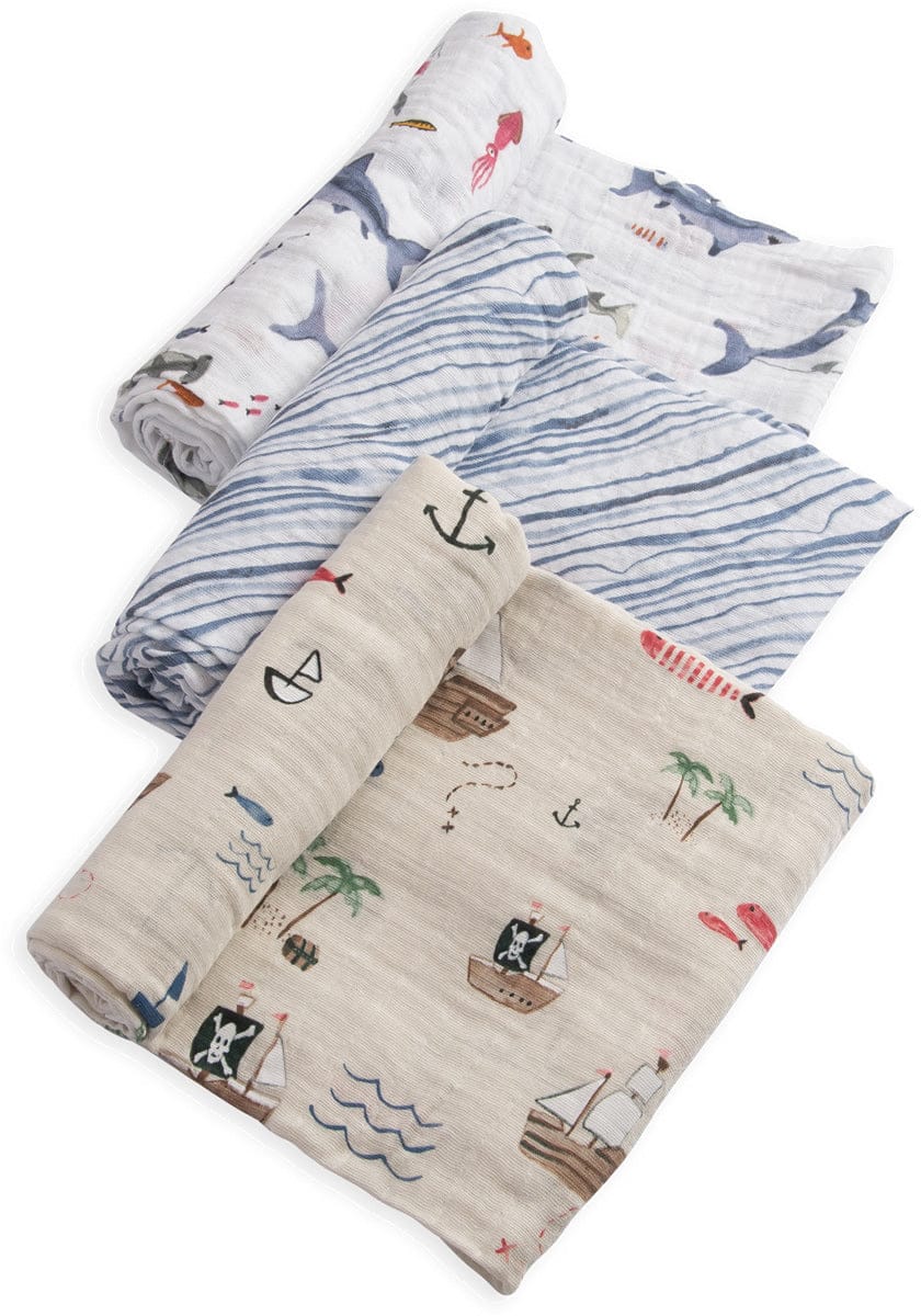 Little Unicorn Cotton Muslin Swaddle 3-Pack - Shark - UB0023