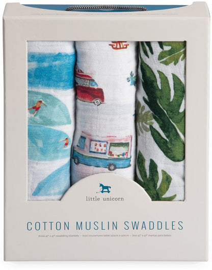 Little Unicorn Cotton Muslin Swaddle 3-Pack - Summer Vibe - UB0025