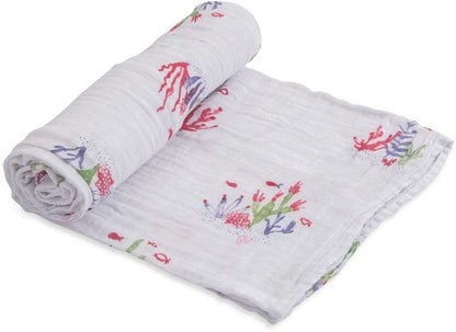 Little Unicorn Cotton Muslin Swaddle - Sea Floor - UB0149