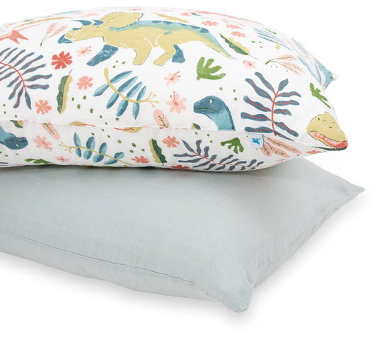 Little Unicorn Cotton Muslin Toddler Pillowcase, 2 Pack - Boho Dino