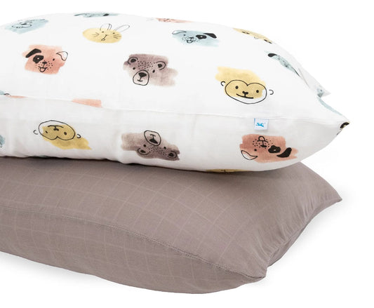 Little Unicorn Cotton Muslin Toddler Pillowcase, 2 Pack - Watercolor Critters