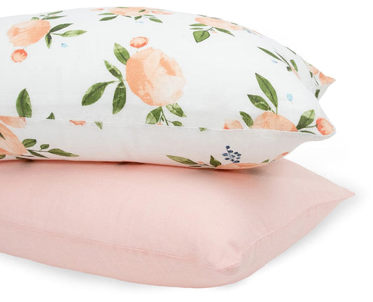 Little Unicorn Cotton Muslin Toddler Pillowcase, 2 Pack - Watercolor Roses Grande - UB3200