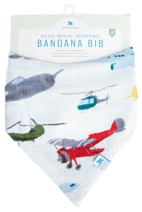 Little Unicorn Deluxe Muslin Reversible Bandana Bib - Air Show - UF0604