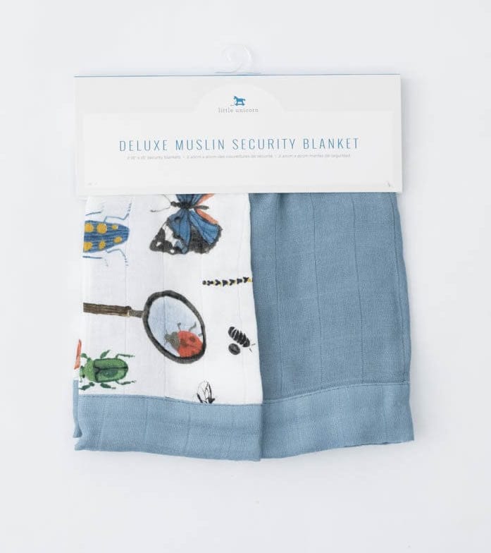 Little Unicorn Deluxe Muslin Security Blanket, 2 Pack - Bugs + Spruce