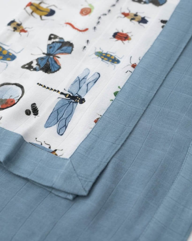 Little Unicorn Deluxe Muslin Security Blanket, 2 Pack - Bugs + Spruce