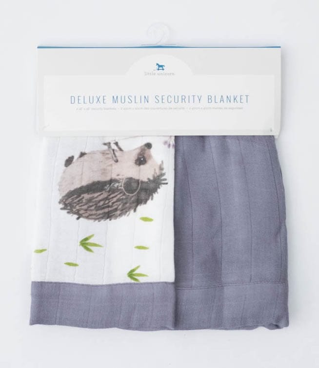 Little Unicorn Deluxe Muslin Security Blanket, 2 Pack - Hedgehog + Charcoal - UB0713