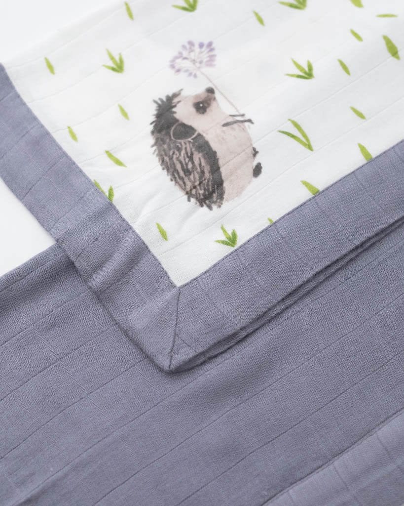 Little Unicorn Deluxe Muslin Security Blanket, 2 Pack - Hedgehog + Charcoal - UB0713