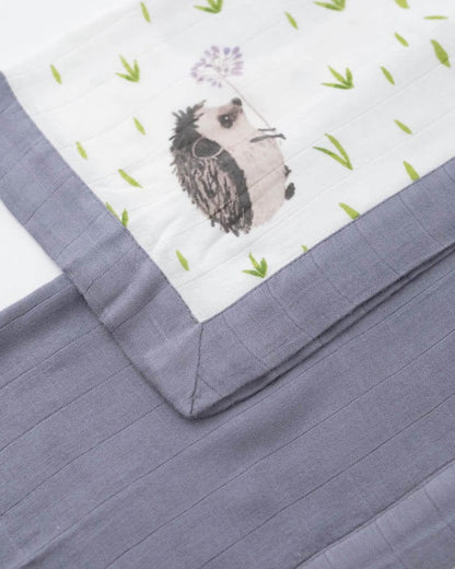 Little Unicorn Deluxe Muslin Security Blanket, 2 Pack - Hedgehog + Charcoal - UB0713