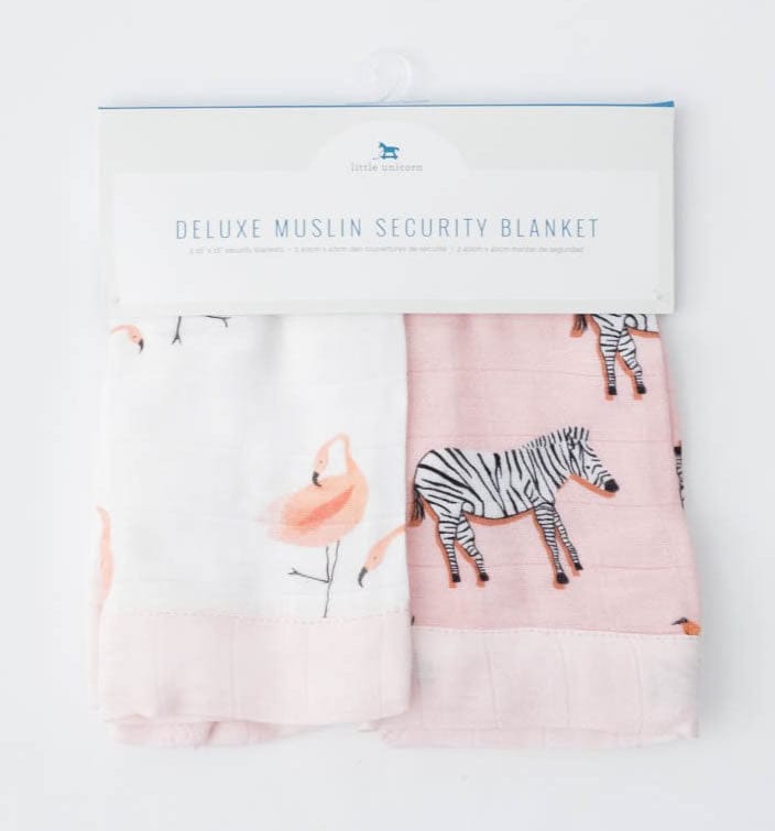 Little Unicorn Deluxe Muslin Security Blanket, 2 Pack - Pink Ladies + Zebra - UB0710